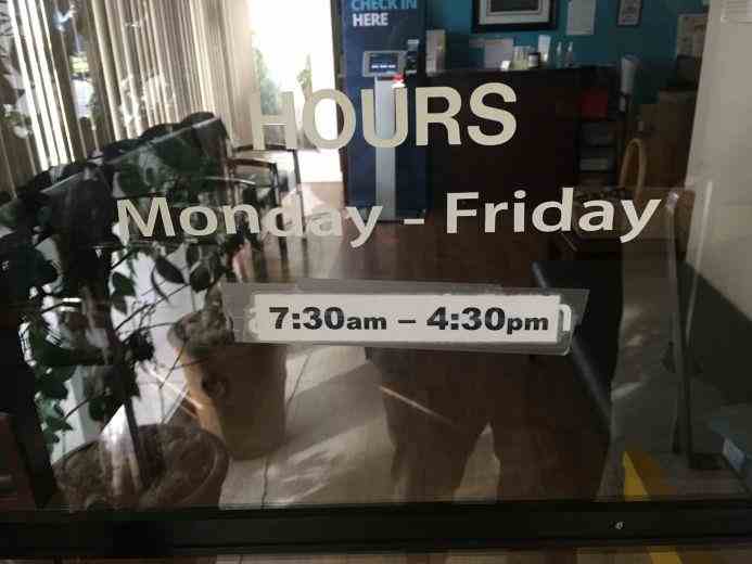 Informational vinyl window decal displaying business hours, designed to clearly communicate operating times to customers