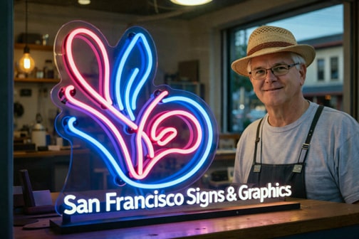 Neon sign workshop bench with glass neon tubing